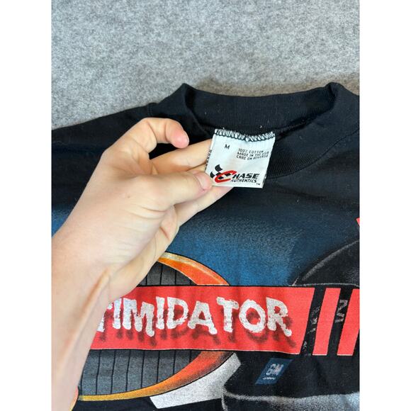 VTG 90s NASCAR Dale Earnhardt The Intimidator Racing Shirt Mens Medium Black AOP - Picture 3 of 6